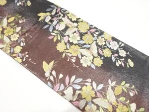 蝶に枝垂れ桜模様織り出し　振袖用袋帯